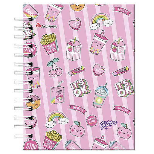 CUADERNO ESPIRAL ARIMANY FRANCES GLITTER MULTIMATERIA 150H