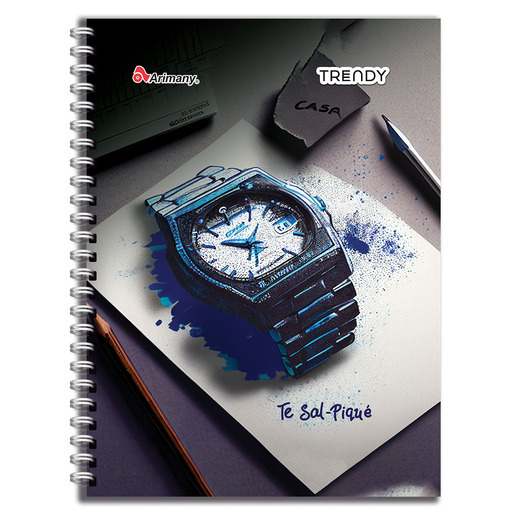 CUADERNO ESPIRAL ARIMANY TRENDY MULTIMATERIAS CUADROS 200H (PASTA SEMI DURA)