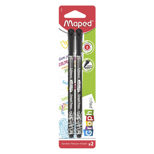 ROTULADOR MAPED FINOS GRAPHPEPS NEGRO 2U