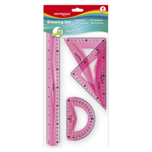 JUEGO GEOMETRICO KEYROAD FLEXIBLE 30CM 4U