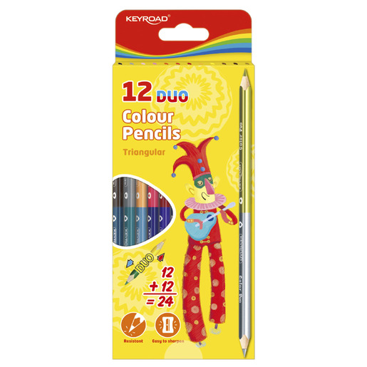 LAPICES DE COLOR KEYROAD TRIANGUALAR DOBLE PUNTA 12U