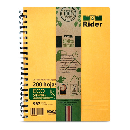 CUADERNO RIDER 967 KRAFT 210 MM X 275 MM 200 H