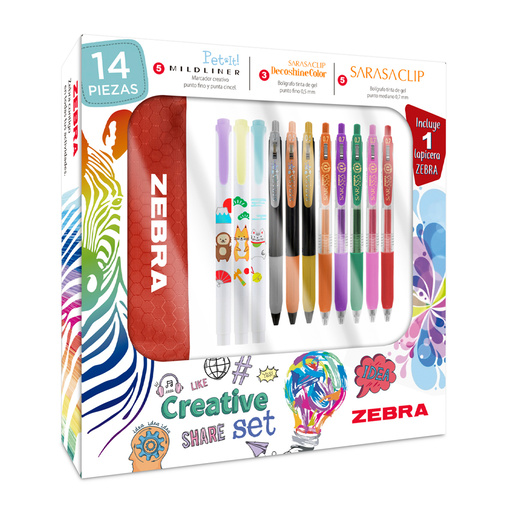 SET CREATIVO INCLUYE: 5 MILDLINER PET IT / 3 SARASA CLIP DECOSHINE / 5 SARASA CLIP SPRING / 1 ESTUCHE