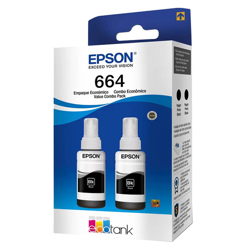 COMBO BOTELLAS DE TINTA EPSON 664 NEGRA + NEGRA