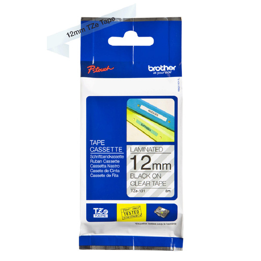 CINTA BROTHER NEGRO SOBRE TRANSPARENTE 12MM TZE131