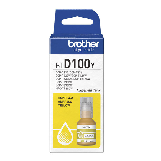BOTELLA DE TINTA BROTHER COLOR AMARILLO BTD100Y