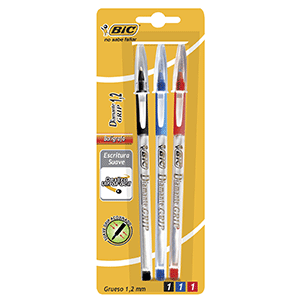 BOLIGRAFO DIAMANTE GRIP COLORES SURTIDOS B/3