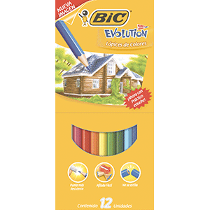 LÁPICES DE COLOR BIC CONTE EVOLUTION ESTUCHE DE 12