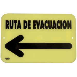 LETRERO RUTA EVACUACION FLUORECENTE