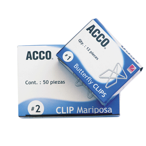 CLIP MARIPOSA #2 ACCO C/50 PAQUETE C/4